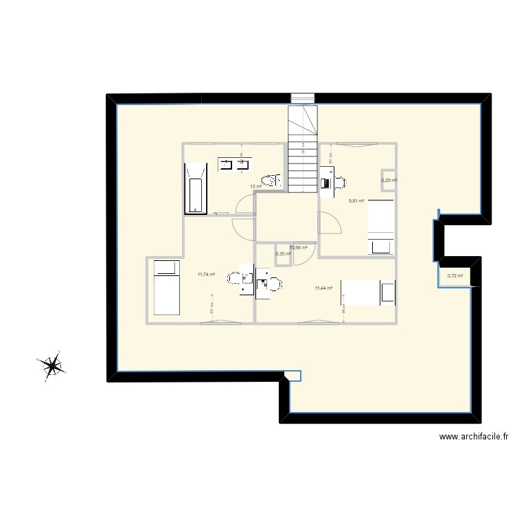 Maison Béranger version combles V5. Plan de 8 pièces et 168 m2