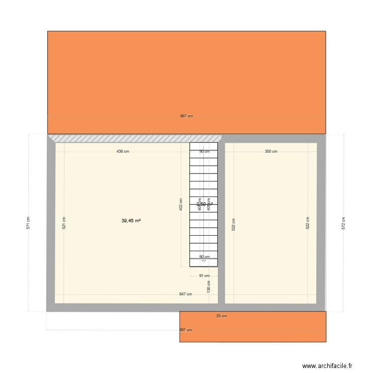 plancher étage. Plan de 5 pièces et 115 m2