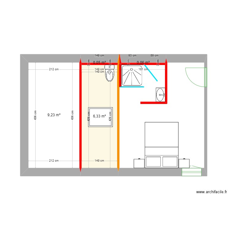 POIRET rev 2. Plan de 4 pièces et 16 m2