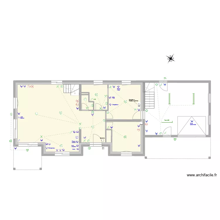 Electricit&eacute; RdC - Garage. Plan de 