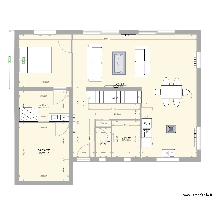 Maison Blagnac Projet 2. Plan de 6 pièces et 82 m2