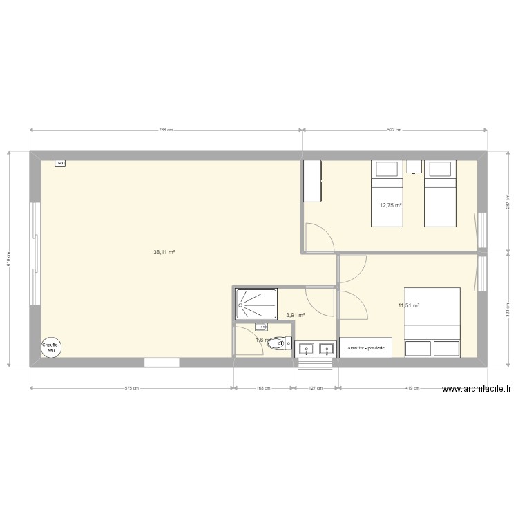 plan logement hangar. Plan de 5 pièces et 68 m2