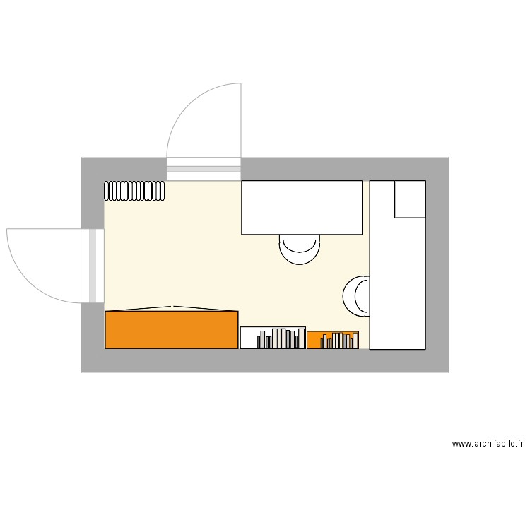 BOURISP Bureau 2eme étage V6 avec Plan Travail 182x60 + Mini biblio 60x20. Plan de 1 pièce et 6 m2