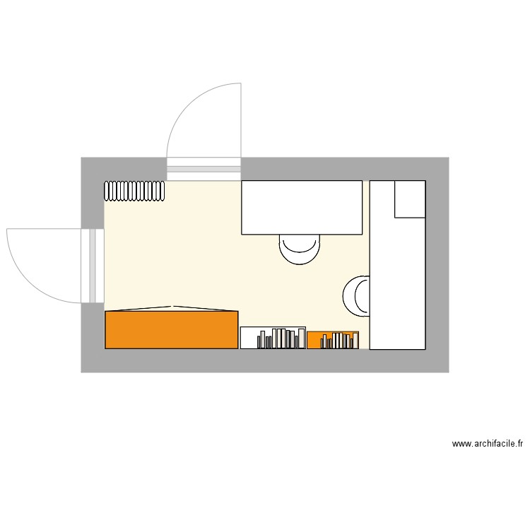 BOURISP Bureau 2eme étage V6 avec Plan Travail 182x60 + Mini biblio 60x20. Plan de 0 pièce et 0 m2
