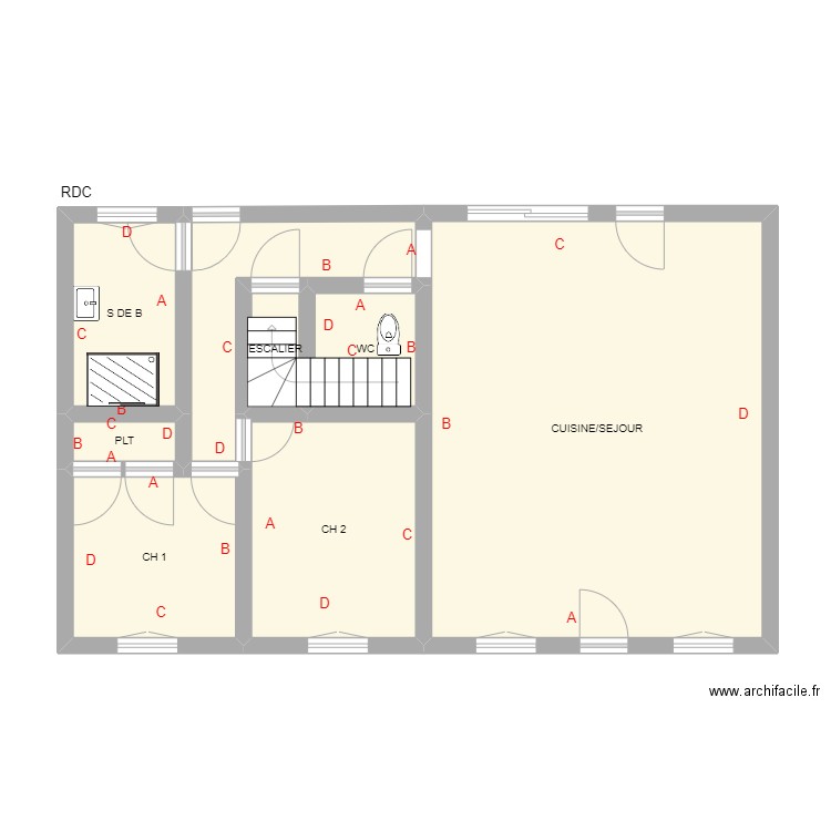 LANOTTE. Plan de 8 pièces et 71 m2