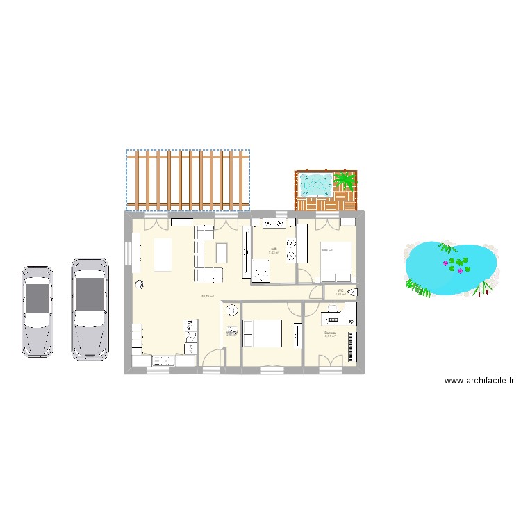 Maison Rahon. Plan de 6 pièces et 84 m2