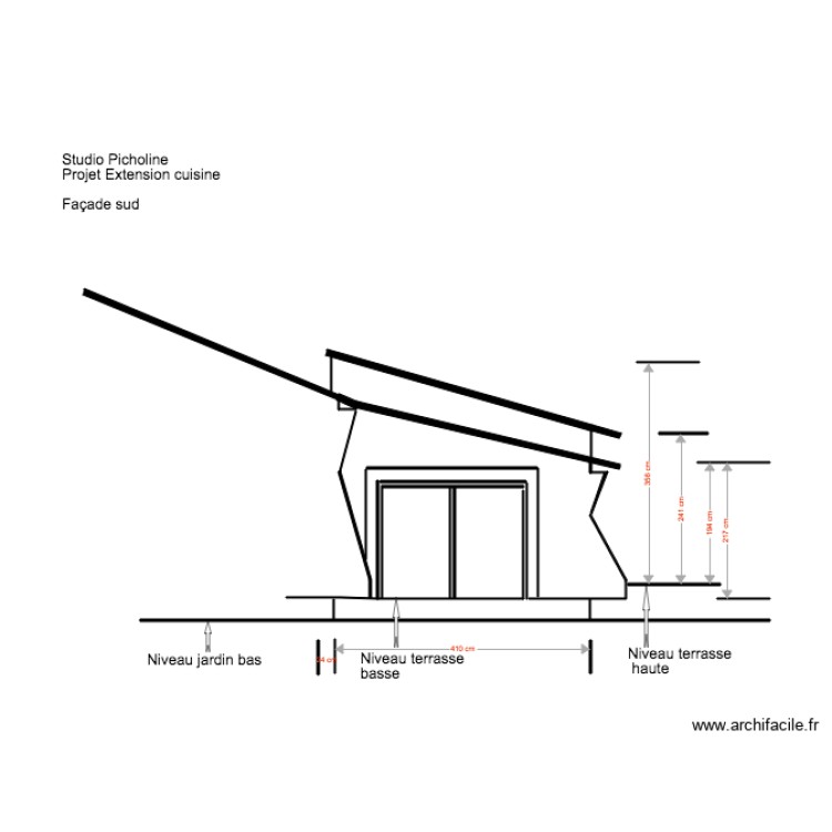 Studio Picholine Projet extension cuisineFa&ccedil;ade Sud . Plan de 0 pièce et 0 m2