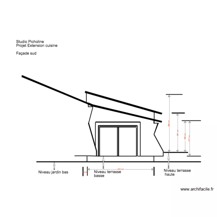 Studio Picholine Projet extension cuisineFa&ccedil;ade Sud . Plan de 
