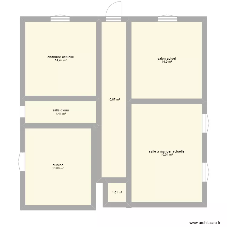rez de chauss&eacute; actuel. Plan de 