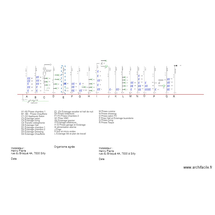 Schémas unifilaire RDC 300mA juin . Plan de 0 pièce et 0 m2