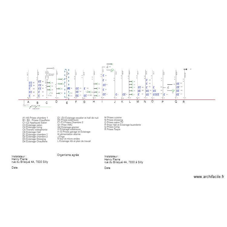 Schémas unifilaire RDC 300mA juin . Plan de 0 pièce et 0 m2