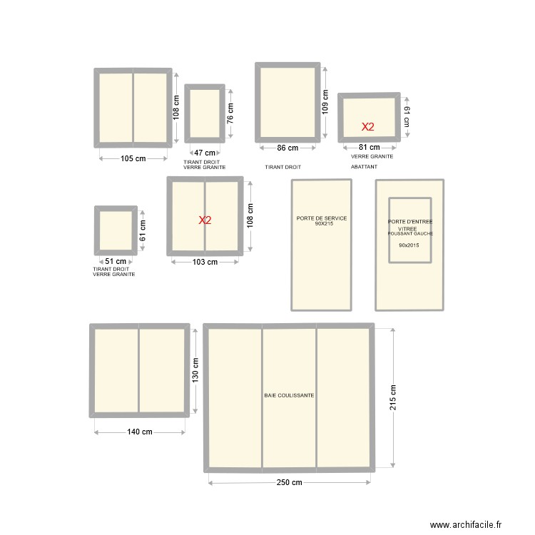 PORTE ET FENETRE. Plan de 0 pièce et 0 m2