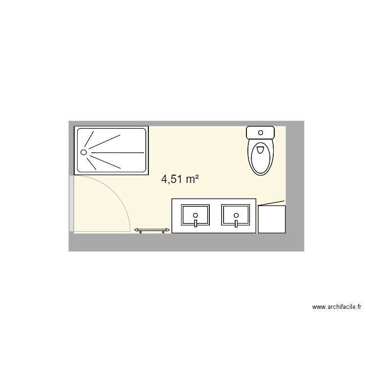 Projet 1 Salle de Bain Cadillac. Plan de 1 pièce et 5 m2