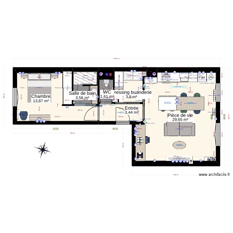 Mon projet ter. Plan de 8 pièces et 57 m2