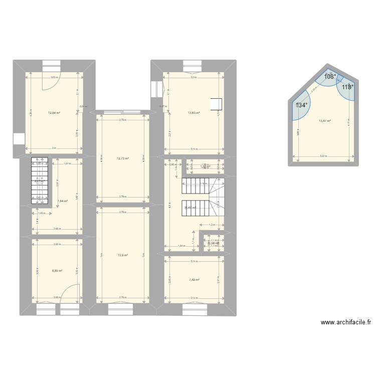 Vincent . Plan de 21 pièces et 238 m2