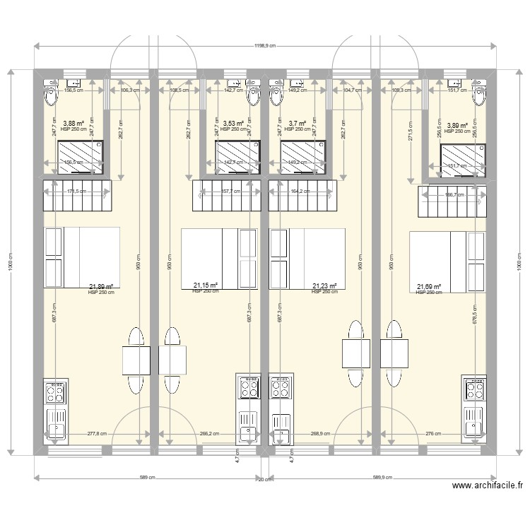 PROJET STUDIOS. Plan de 0 pièce et 0 m2
