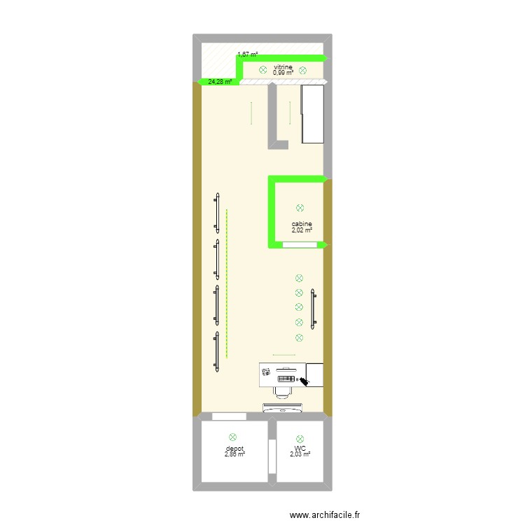 caballero st paul. Plan de 6 pièces et 34 m2