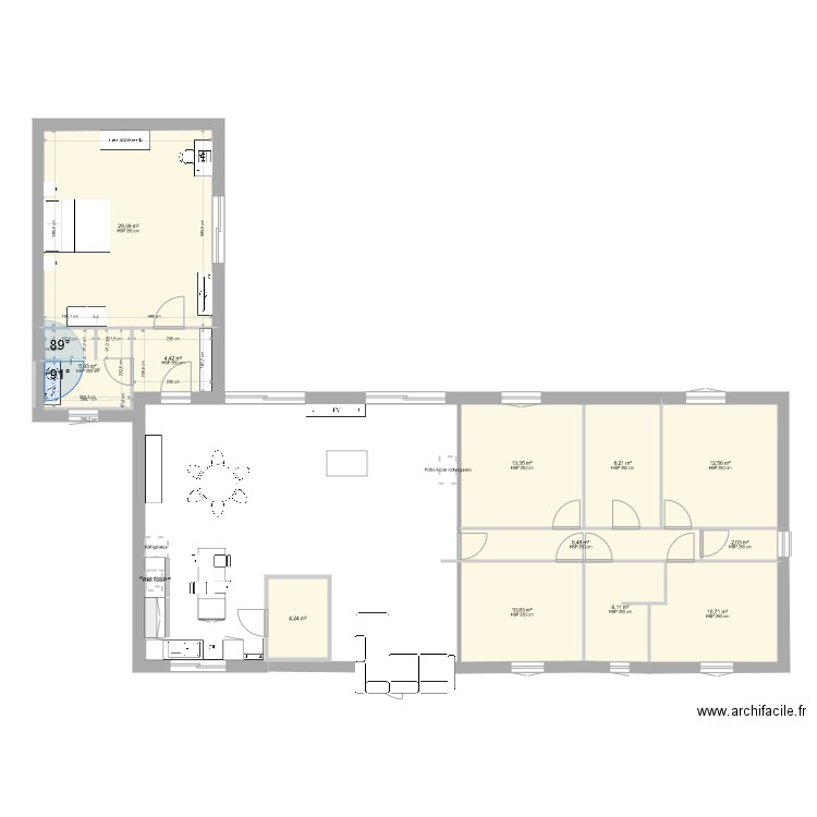 plan2. Plan de 12 pièces et 114 m2