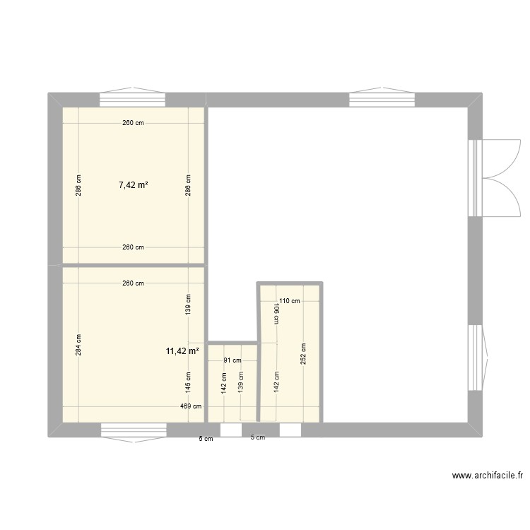 ancien plan de la breole. Plan de 2 pièces et 19 m2