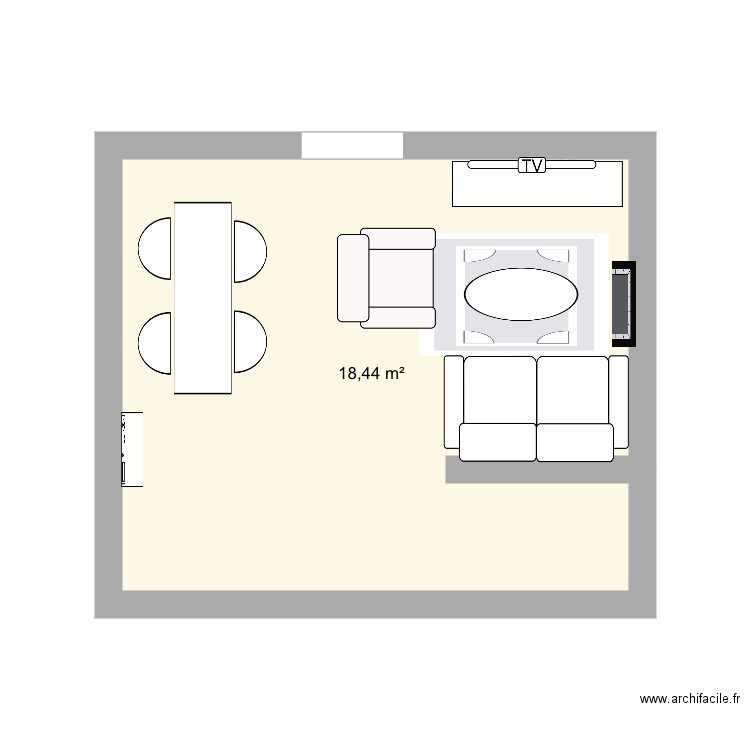 Salon fini. Plan de 0 pièce et 0 m2