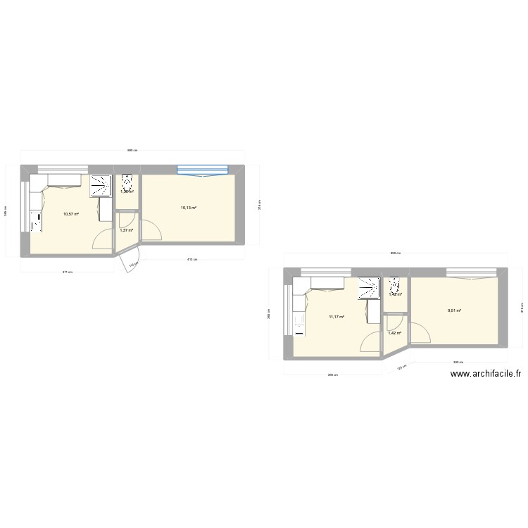 Buanderie. Plan de 8 pièces et 47 m2