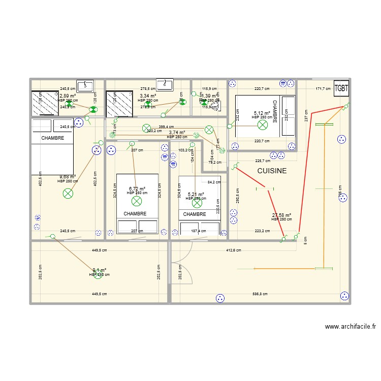 ROBERT. Plan de 10 pièces et 75 m2