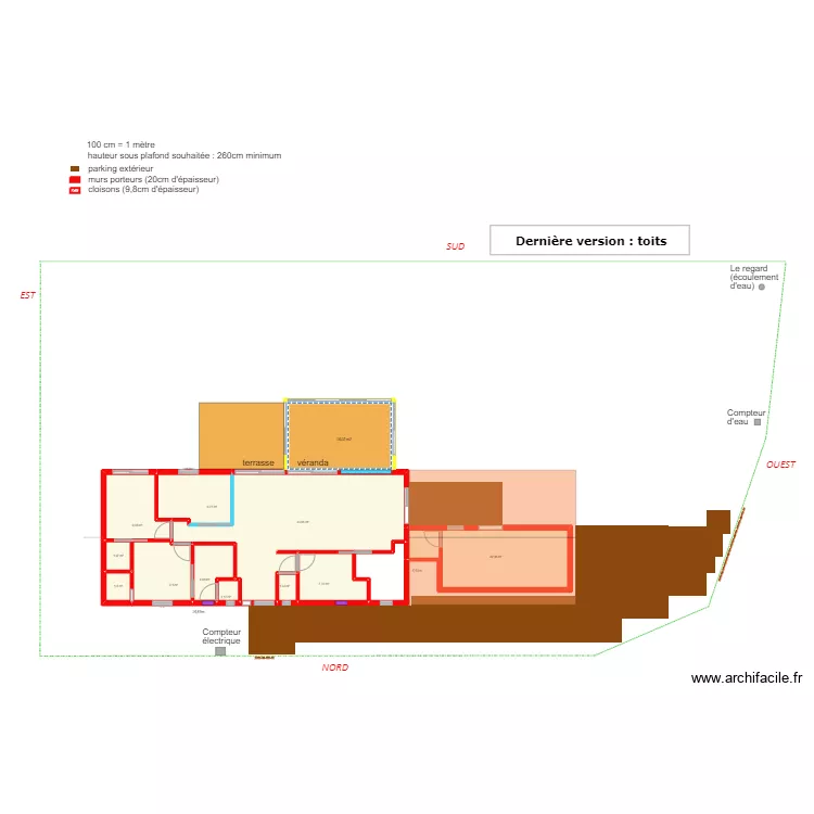 Derni&egrave;re version : toits. Plan de 
