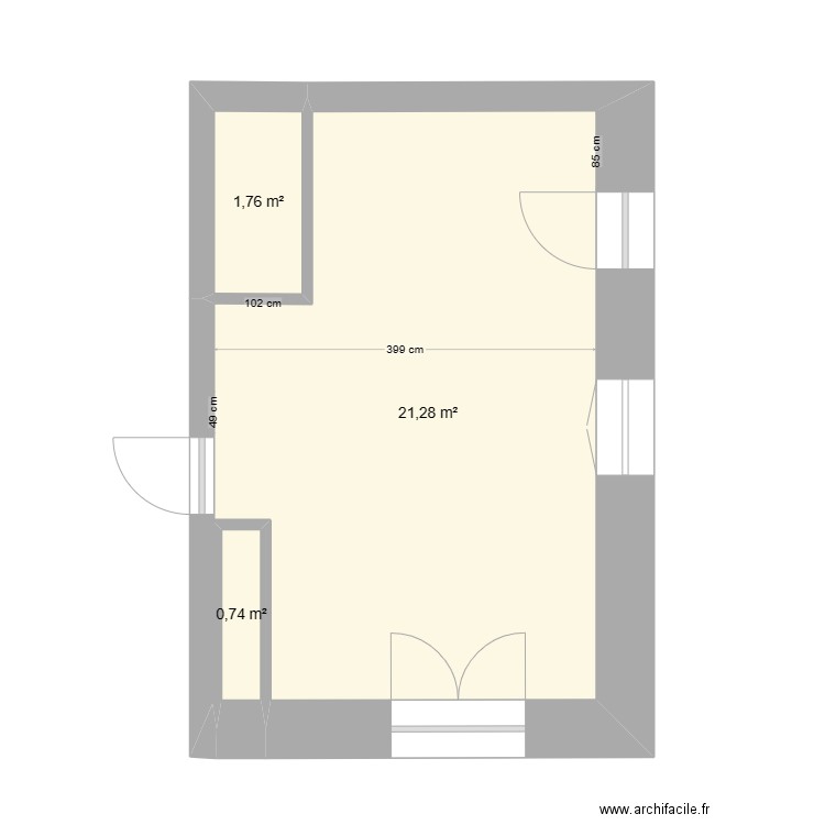 CuisineBBA_Test. Plan de 3 pièces et 24 m2