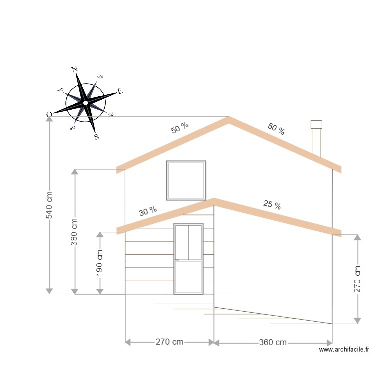 façade sud projet. Plan de 0 pièce et 0 m2