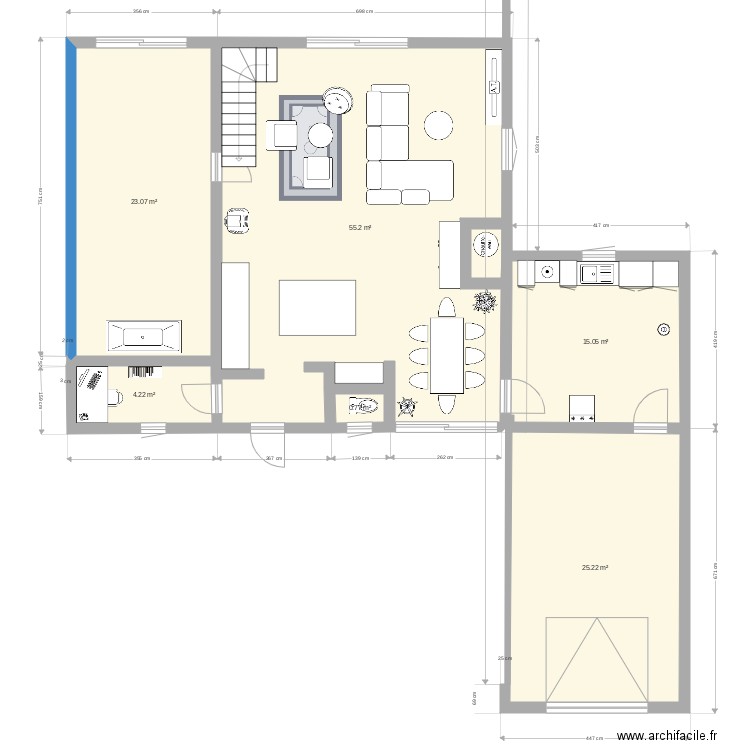 extension. Plan de 0 pièce et 0 m2