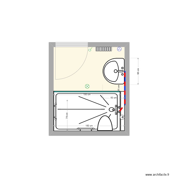 AUBORDIER Rénové. Plan de 1 pièce et 3 m2