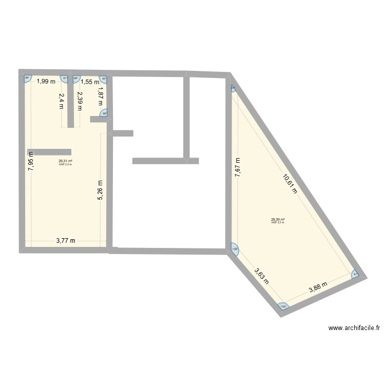 ST MICHEL. Plan de 2 pièces et 59 m2