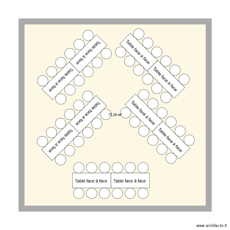 baptême. Plan de 1 pièce et 72 m2