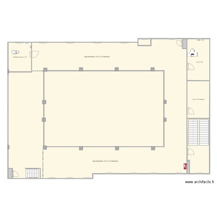 Mezzanine petit gymnase 115 pdc. Plan de 0 pièce et 0 m2
