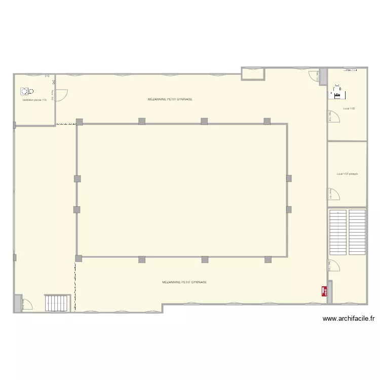 Mezzanine petit gymnase 115 pdc. Plan de 