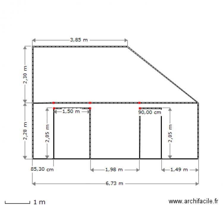 FACADE OUEST VUE DE TERRASSE. Plan de 0 pièce et 0 m2