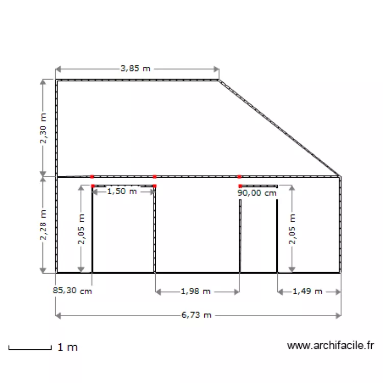 FACADE OUEST VUE DE TERRASSE. Plan de 