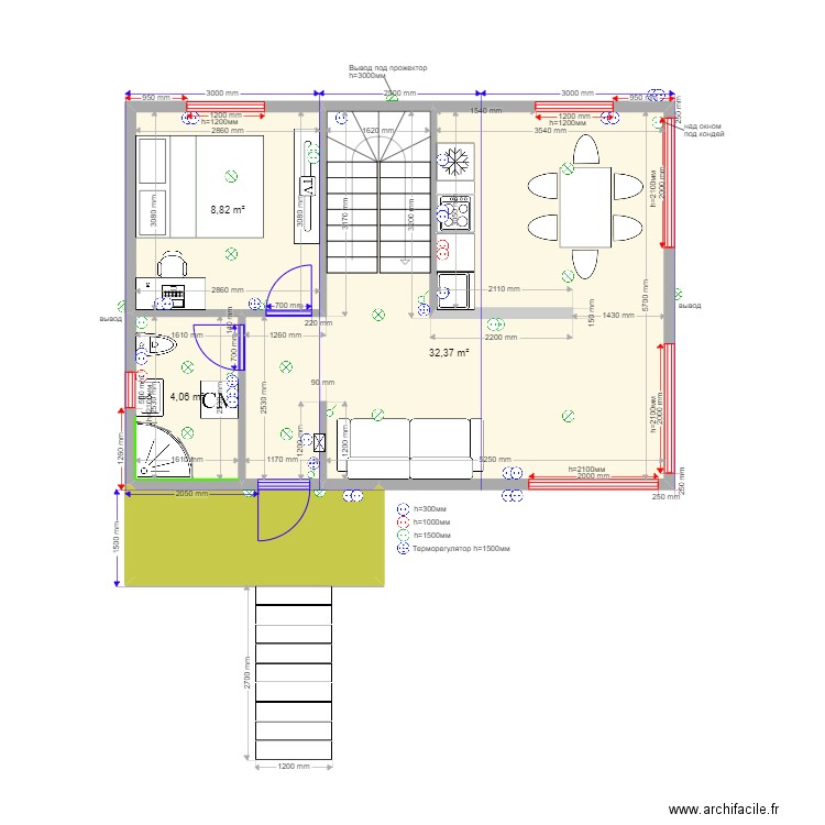 Buzhaninovo. Plan de 11 pièces et 99 m2