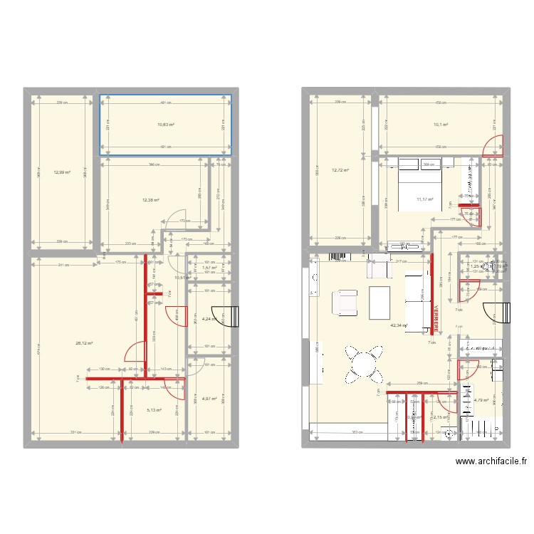 MONTREUIL. Plan de 18 pièces et 174 m2