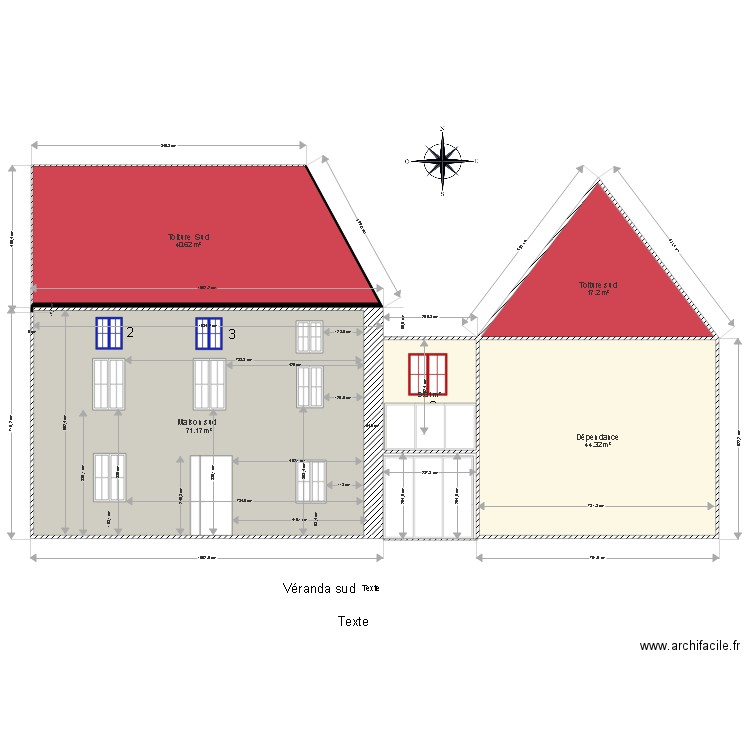 façade SUD Véranda. Plan de 0 pièce et 0 m2