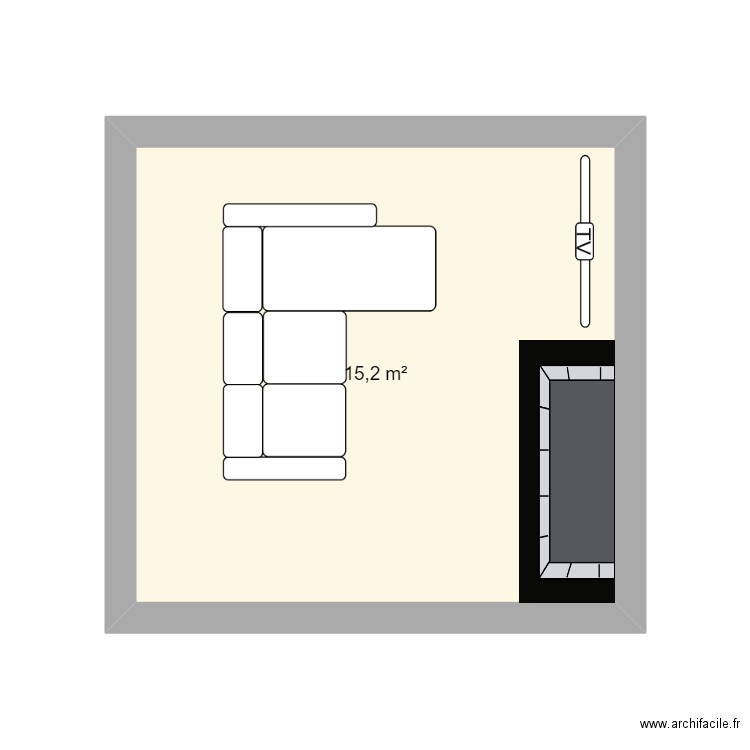 Salon Tremeoc. Plan de 1 pièce et 15 m2