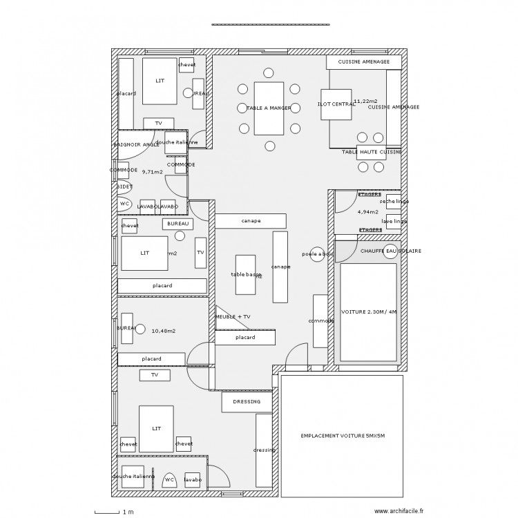 plan maison 5m facade