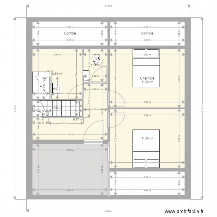 st jean de mont etage sdb fond terrasse 3. Plan de 0 pièce et 0 m2