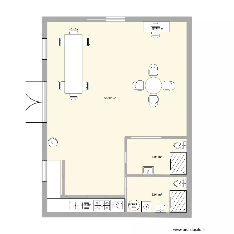 T&ocirc;lerie. Plan de 4  et 72 m²