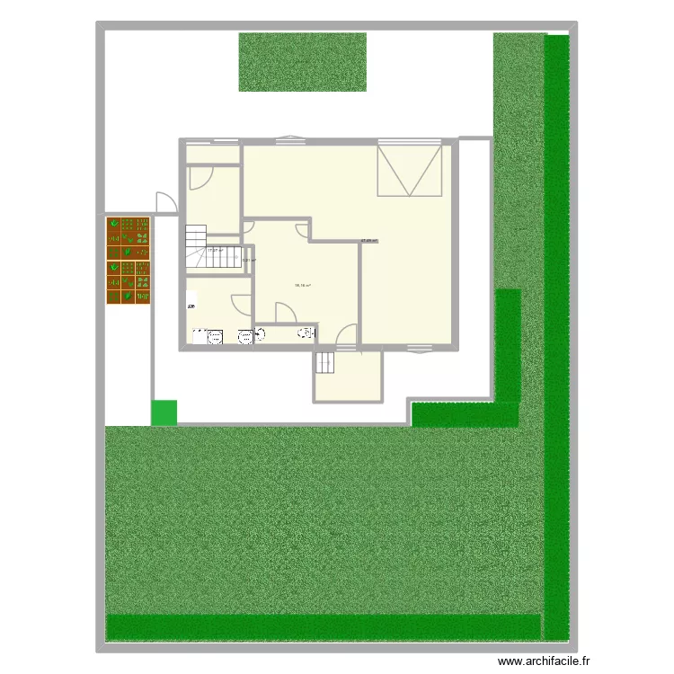 st renan rdc + jardin. Plan de 4  et 83 m²
