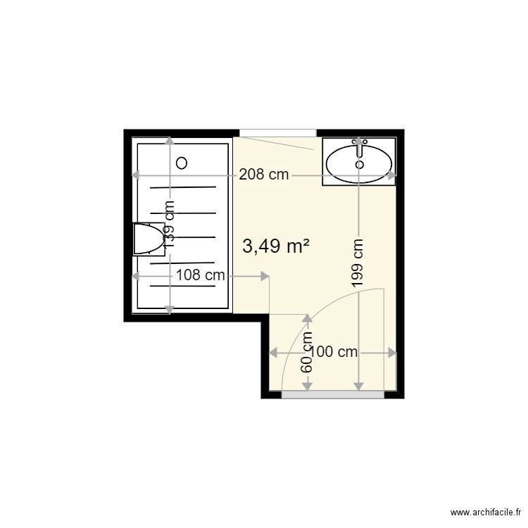 ZENFOURI JAMILA . Plan de 1 pièce et 3 m2