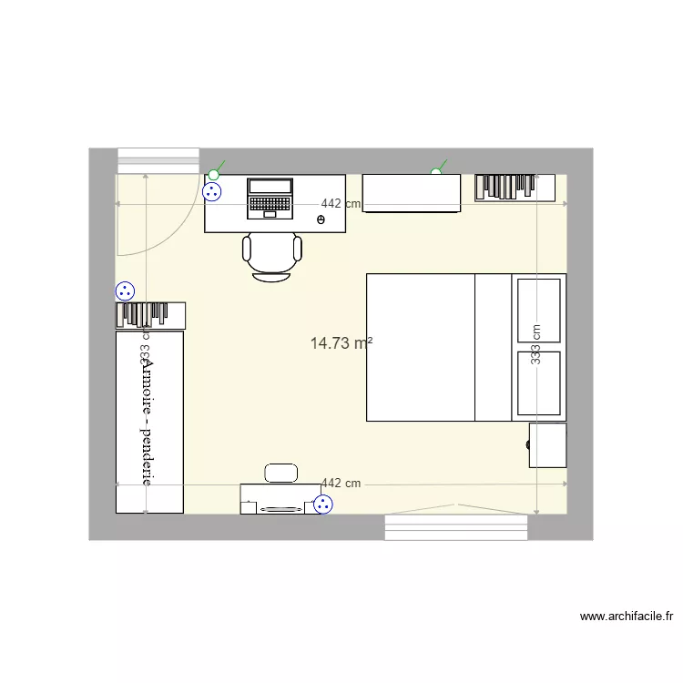 chambre violette actuel. Plan de 