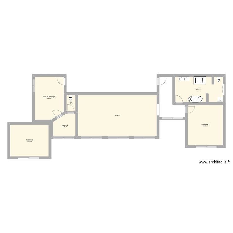 titre. Plan de 7 pièces et 118 m2