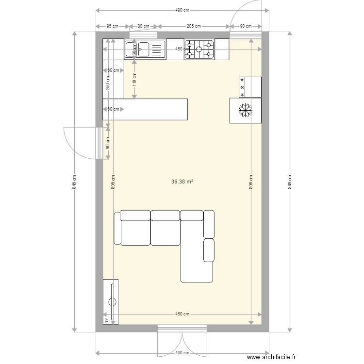 plan cuisine. Plan de 0 pièce et 0 m2