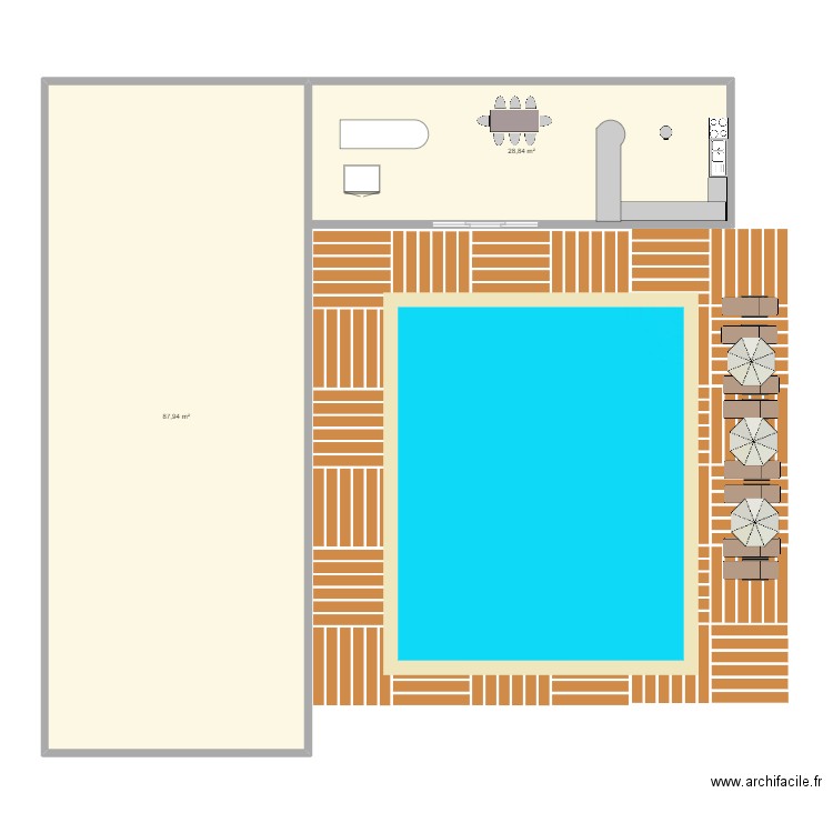 maison 1. Plan de 2 pièces et 117 m2